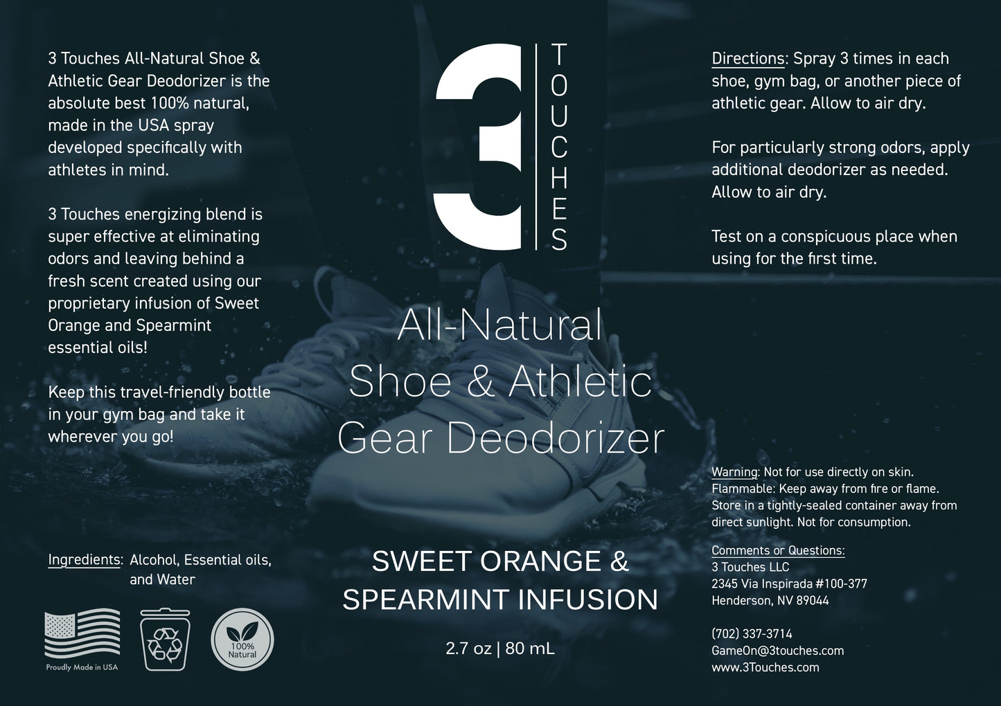 MADE FOR ATHLETES! - All Natural, Essential-Oil Based Shoe & Athletic Gear Deodorizer