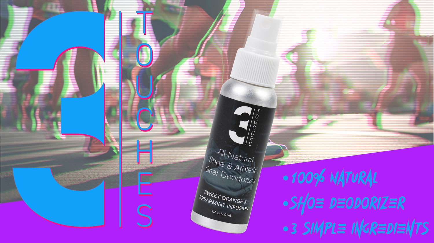 3 Touches All Natural Shoe and Athletic Gear & Equipment Deodorizer for Athletes - Essential Oils - Made in the USA